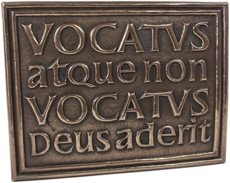 WILDGOOSE Wild Goose Studio Export Ltd. Celtic Vocatus Atque Non Vocatus Deusaderit Bronze Plaque Wall Art Home Decor - Image 1